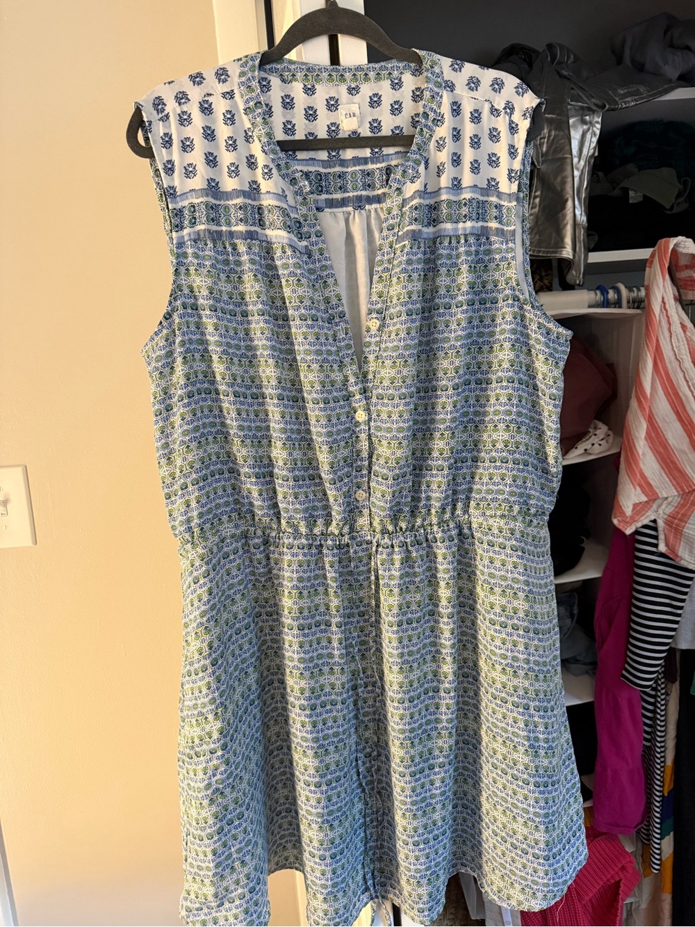 GAP Sleeveless Blue and Green Printed Dress